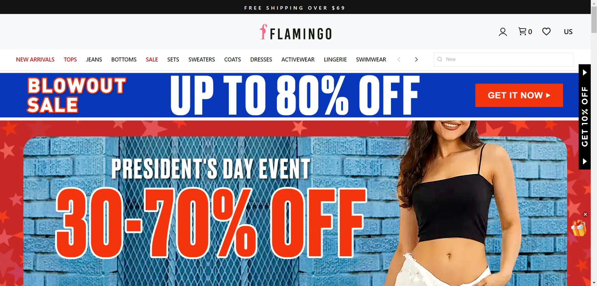 An Image of the Flamingo Shop Website
