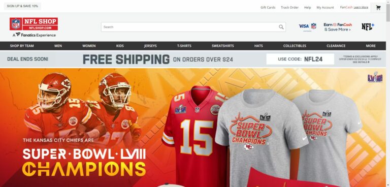 An Image of the NFL Shop Website
